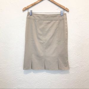 Akris Punto 6 Skirt Pleated Hem Tan Khaki Beige